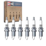 6 pc Champion Copper Plus Spark Plugs compatible with Jeep Wrangler 4.0L L6 1999-2006