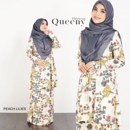 Sabella Kurung Raya Queeny Thirteen Dusty Yellow Kuning Cair Peach Lilies Saiz XS to S Ironless