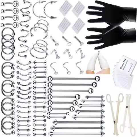 All Body Piercings Stainless Steel Jewelry 12G 14G 16G Piercing Needles for Cartilage Tragus Nose Se