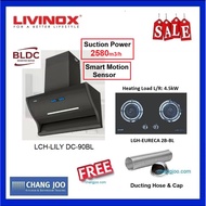 LIVINOX LCH-LILY DC-90BL COOKER HOOD + Gas Hob Package