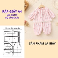 Cut out A4 paper to sew a girl's ao dai and cropped pants set - AN187