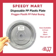 Pinggan Plastik / Disposable PP Plastic Round Plate/ Party Plate - 6.5 Inch/ 9 Inch / 10 inci
