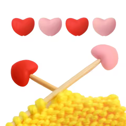 6pcs Knitting Needle Point Protectors Point Needle Stoppers Heart Shaped Stitches Stoppers Needle Ca