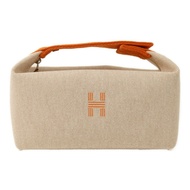 HERMES 帆布Bride A Brac PM銀扣手挽袋