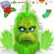 YICA Grinch , Latex Green Fur Freak Grinch Headgear, Funny Anime Masquerade Grinch Masque Cosplay Pr