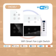 MOES New WiFi RF Smart Ceiling Fan Light 2/3 Way Control Smart Life/Tuya APP RF Remote Speed Control
