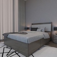 金寶麗®️ - Delux床頭儲物收納床架 灰白色 36吋【AP-BU0836】包安裝 針對香港家庭單位設計