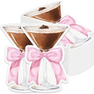 50 Pcs Espresso Martini Party Supplies Martini Glass Shaped Napkins Martini Pink Bow Party Decors Ba