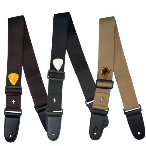 Miwayer Guitar Strap for Electric Acoustic Folk Guitarra Vintage Personality Belt with Pick Pocket G