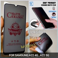 SAMSUNG A22 4G, A22 5G TEMPERED GLASS CERAMIC SPY MATTE ANTI GLARE FLEXIBLE GLASS