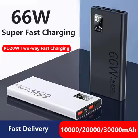 Power Bank 30000mAh 66W Fast Charging USB C Port Portable External Battery Charger Powerbank for iPh