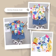 KEMEJA Baby Boy Cotton Shirt and Shorts Set 6 months - 4 years Animal Motif M417