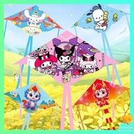 layang layang pancing layang layang besar Kite Kuromi kartun kanak-kanak baru pemula pemula mudah terbang layang-layang merah jaring khusus dewasa
