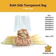 Beg Plastik [50pcs] [7 Sizes] Both-Side Transparent Plastic Bag / 3 Side Seal Bag / Transparent Bag 