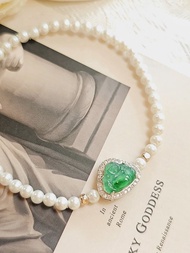 福利價|招財綠佛|緬甸A貨翡翠老坑冰玻綠飄花佛公純銀珍珠手串