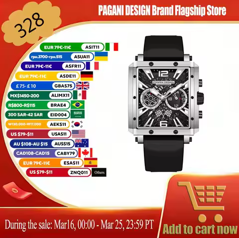 PAGANI DESIGN Quartz Watch Elite Men'S Business Single Product Silicone Strap Hollow Sapphire Lens M