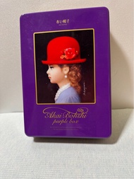高帽子 鐵盒 大小 日本鐵盒 餅乾盒 收納盒 紅色 紫色 二手台北現貨