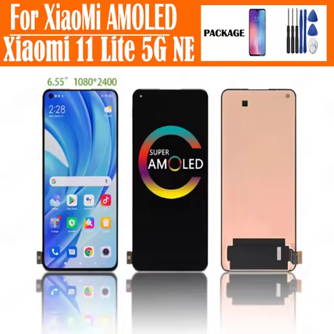 For Xiaomi Mi 11 Lite Original AMOLED For Xiaomi 11 Lite 5G NE LCD Display Screen Touch Digitizer Mi