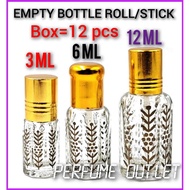 3ML/6ML/12ML EMPTY PERFUME BOTTLE ROLLER/STICKS