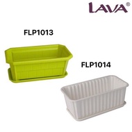 Lava FLP1013/FLP1014 White Green Colour Rectangular Long Flower Pot With Tray Saucer Set Pasu Bunga Dengan Siap Dulang