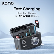 LLANO ที่ชาร์จกล้อง NP-W126s พอร์ตชาร์จคู่จอแสดงผลแอลอีดีพร้อมฟังก์ชั่นที่เก็บข้อมูล SD Card สำหรับ 