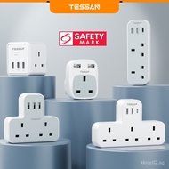Amazing price TESSAN Extension Multi Plug with USB+Type C, Plug Adapter Extension Socket Safety Mark