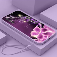 Case for Samsung A22 M22 M32 4G Samsung A22 5G Samsung A31 4G Samsung A32 4G A32 5G purple rose new 2023 phone case straight edge liquid silicone protective cover give hanging rope