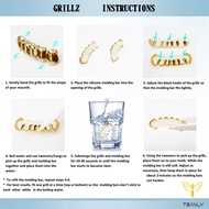 Open Face Grillz Teeth 24k Gold Grillz Plated Caps New Custom Fit Top & Bottom Grill Set for Kids + 