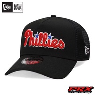 NEW ERA 9FORTY A-FRAME PHILADELPHIA PHILLIES BLACK TRUCKER HAT SNAPBACK CAP