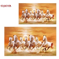 [tishita] Canvas Painting with Seven Horses, Wall Art with 7 Running Horses, Handicraft, Birthday Gi