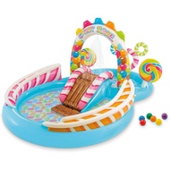 INTEX Candy Zone Inflatable Kiddie Pool: Inflatable Kids Pool with Water Sprayer and Slide – Splash 