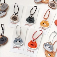 GANTUNGAN SWIEART Cat Acrylic Keychain Cat Head Keychain/