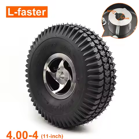 11 Inch Wheel 4.00-4 Trolley Vehicle Pneumatic Tyre And Aluminium Hub 17mm Axle Hole 6mm Keyway For 