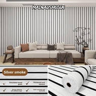 MAINAUSHUI6K Wall Stickers, Linear Wood Pattern Waterproof  Foam Ceiling,  Self-adhesive 0.6x3m Peel