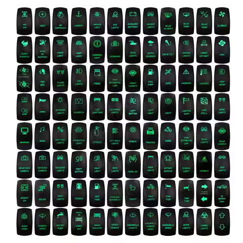 Boat Car Rocker Switch 12V/24V Waterproof Green Led SPST DPDT 20A for ARB/CARLING/NARVA/4x4 Truck JC