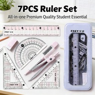 Compass Protractor Ruler Set School Math Stationery Triangle Student