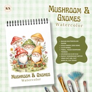 Acrylic Watercolor Coloring Book MUSHROOM & GNOMES Watercolor Book Cute Healing Art Sketch Cute Home