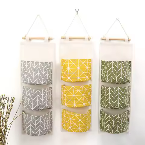 3 Pockets Hanging Organizers Waterproof Hanging Storage Bag Wall Mounted Closet Organizer Bear Flami
