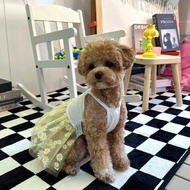 Dr. Life ・ Korea FROM CHU Daisy Floral Skirt Pet Clothes Two-Legged Summer Thin Style Breathable Ves
