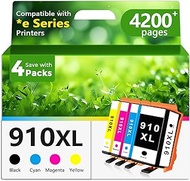 910XL Ink Cartridges Black Color Combo Pack (4-Pack) Replacement for HP 910 XL Work with OfficeJet P