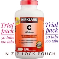 50 tabs KIRKLAND SIGNATURE VITAMIN C 1000mg in ZIPLOCK POUCH ONLY
