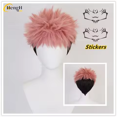 In Stock Itadori Yuji Synthetic Anime Short 30cm Mixed Color Cosplay Wig Heat Resistant Hair Hallowe