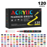 【EX】 12-120 Colors Direct Liquid Acrylic Paint Marker Sets Professional Drawing Soft Brush Tip Pens 