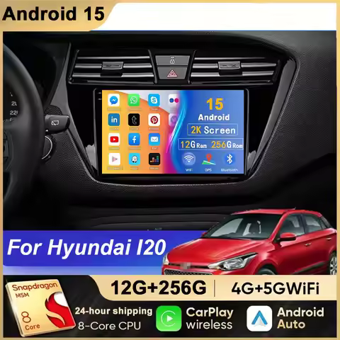 For Hyundai i20 2 II GB 2014 - 2018 Android 15 Monitor Screen TV Multimedia Autoradio Navigation Ste