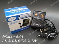 E SAFE UNIVERSAL AC DC ADAPTOR 500mA 1.5V 3V 4.5V 6V 7.5V 9V 12V
