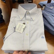 brooks brothers Brooks Booker Mens Brothers Casual Business Stripe เสื้อเชิ้ตแขนสั้นสีทึบสำหรับผู้ชา