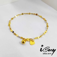 IBUY 916 Gold MIRROR BRACELET (030) WITH BELL 17CM  22K (916)