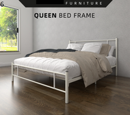 ☼3V Queen Bed Frame Katil Besi Queen Murah Katil Powder Coat Metal Double Bed Frame Black White ED90