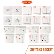 ONS Switch / Socket [Dimmer - USB Wall Socket - Push Switch - Socket with Mounting Box ]