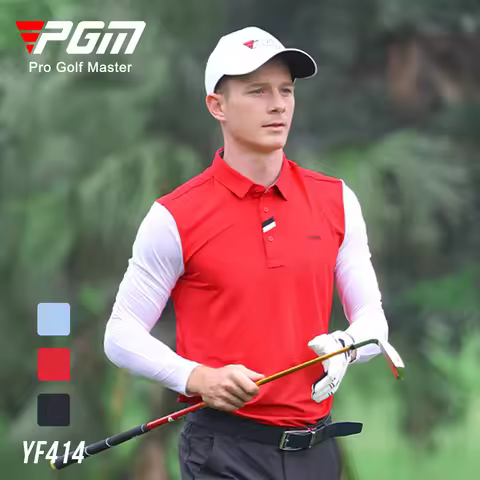 PGM Golf Men's Polo Shirts Sports Leisure T-Shirt Spring Summer Sunscreen Long Sleeve Clothing YF414